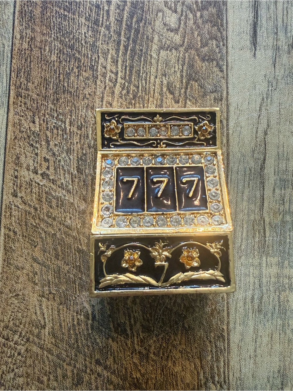 Decorative Jewelry Case Gold and Black with blue inside